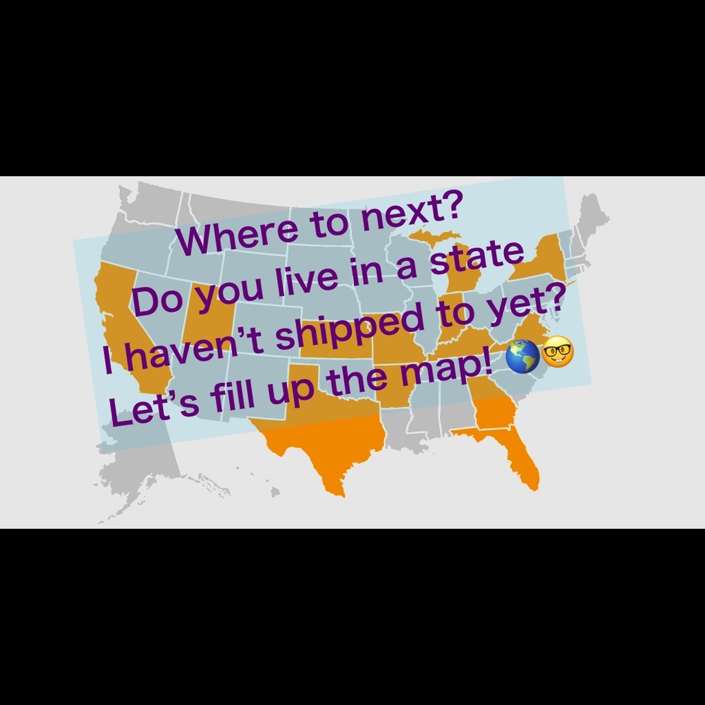 States I’ve shipped to so far! Where to next? 🌎